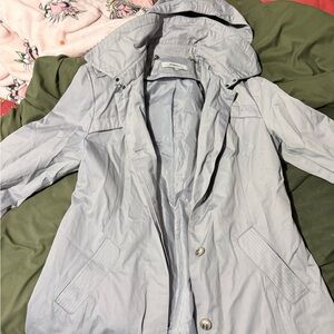 Hawke & Co Women's Silver Hooded Trench Coat